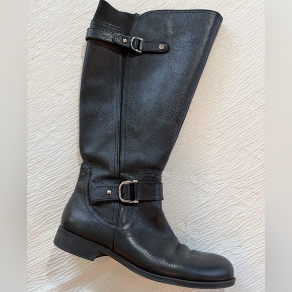 Naturalizer Wide Calf Riding Boots Black Leather size 8 chunky - Picture 9 of 15